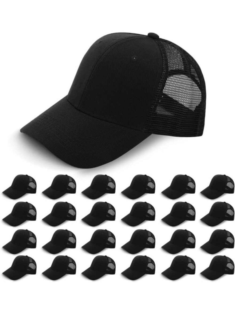 24 Pack Blank Mesh Trucker Hats - Adjustable Snapback Baseball Caps for Men